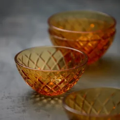 Lyngby Glas Sorrento skål amber Ø 12 cm 4 stk.