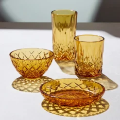 Lyngby Glas Sorrento skål amber Ø 12 cm 4 stk.