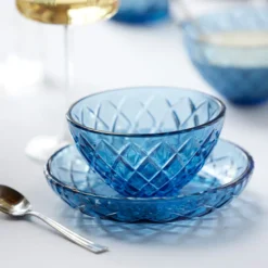 Lyngby Glas Sorrento skål blå 4 stk. Ø 12 cm