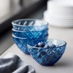 Lyngby Glas Sorrento skål blå 4 stk. Ø 12 cm