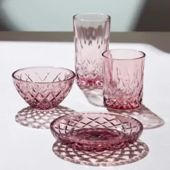 Lyngby Glas Sorrento skål pink Ø 12 cm 4 stk.