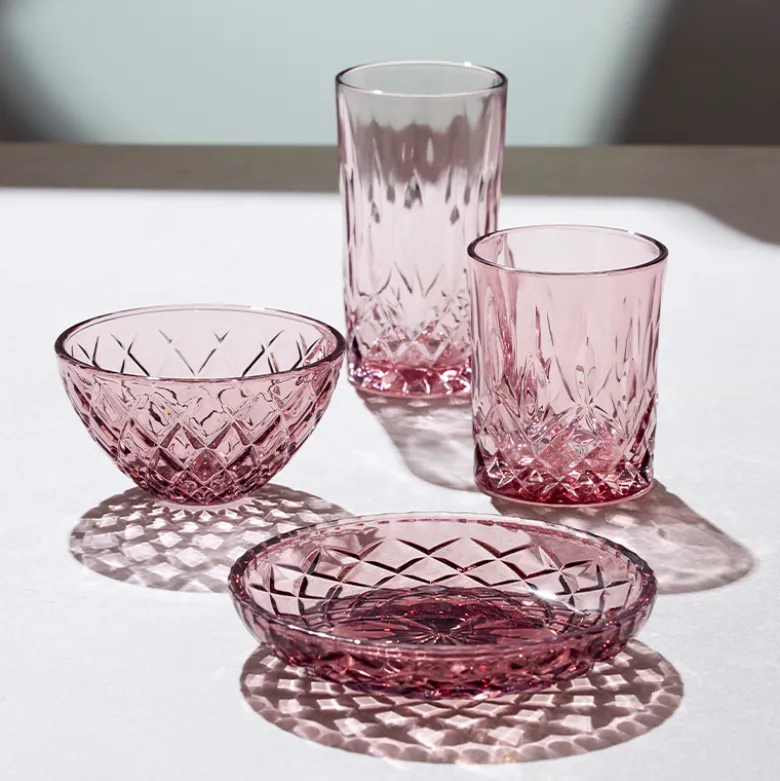 Lyngby Glas Sorrento skål pink Ø 12 cm 4 stk.