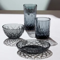 Lyngby Glas Sorrento skål smoke/grå 4 stk. Ø 12 cm