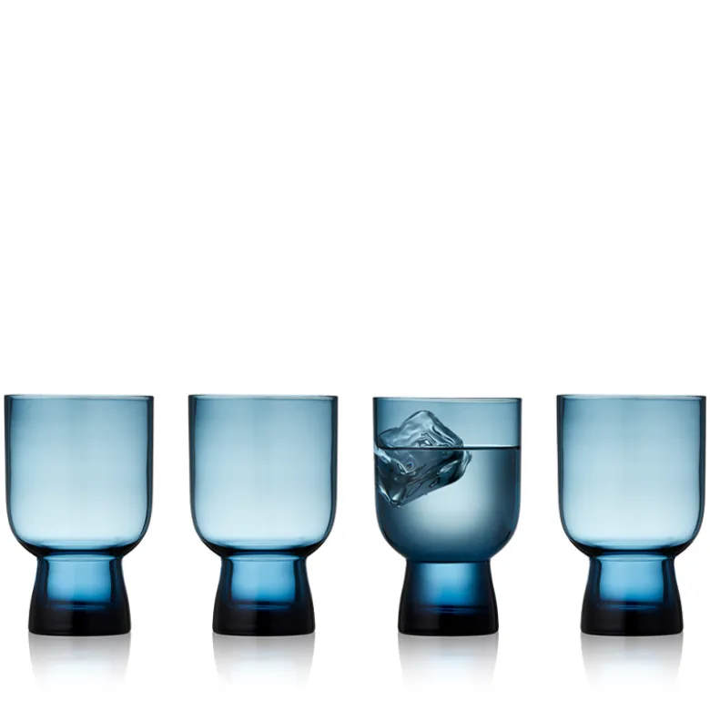 Lyngby Glas Sorrento vandglas blå 30 cl 4 stk.