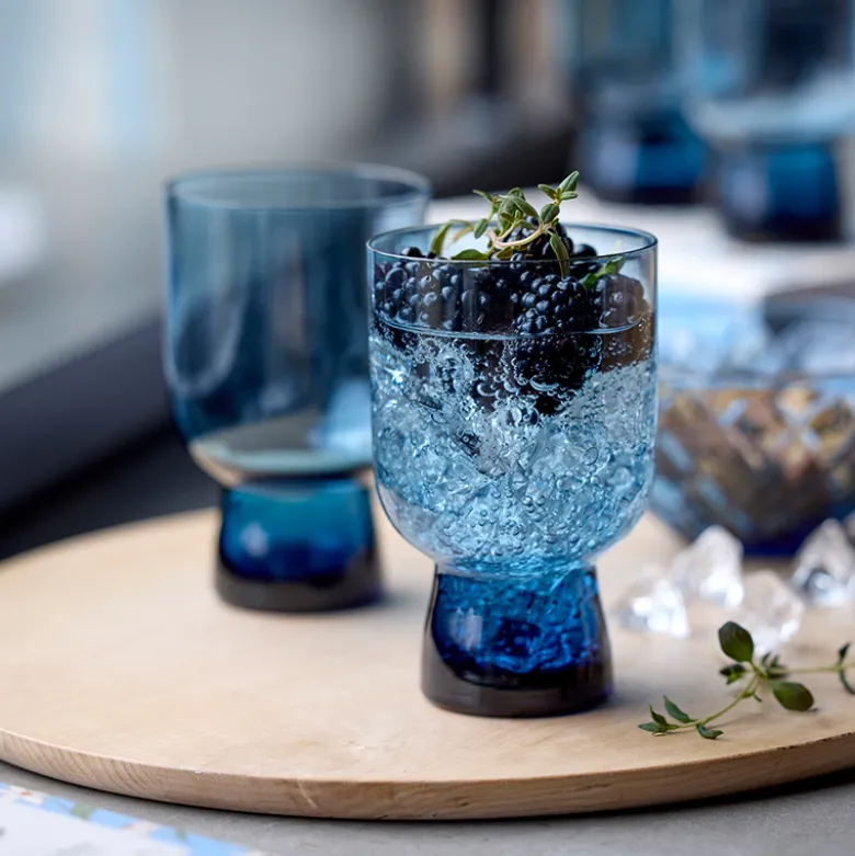 Lyngby Glas Sorrento vandglas blå 30 cl 4 stk.