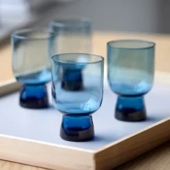 Lyngby Glas Sorrento vandglas blå 30 cl 4 stk.