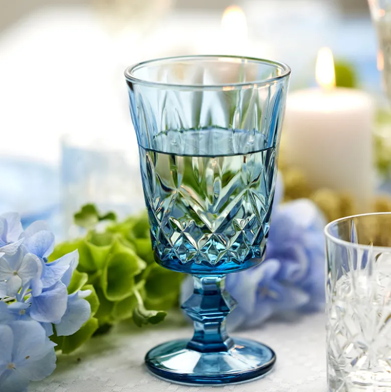Lyngby Glas Sorrento vinglas blå 29 cl 4 stk.