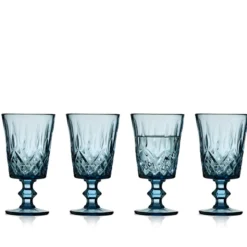 Lyngby Glas Sorrento vinglas blå 29 cl 4 stk.