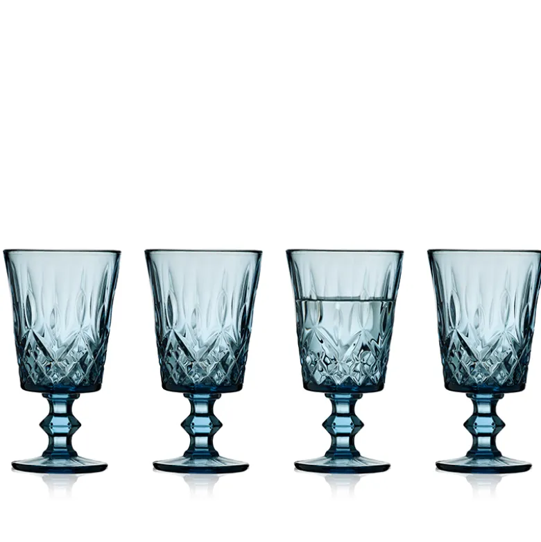 Lyngby Glas Sorrento vinglas blå 29 cl 4 stk.