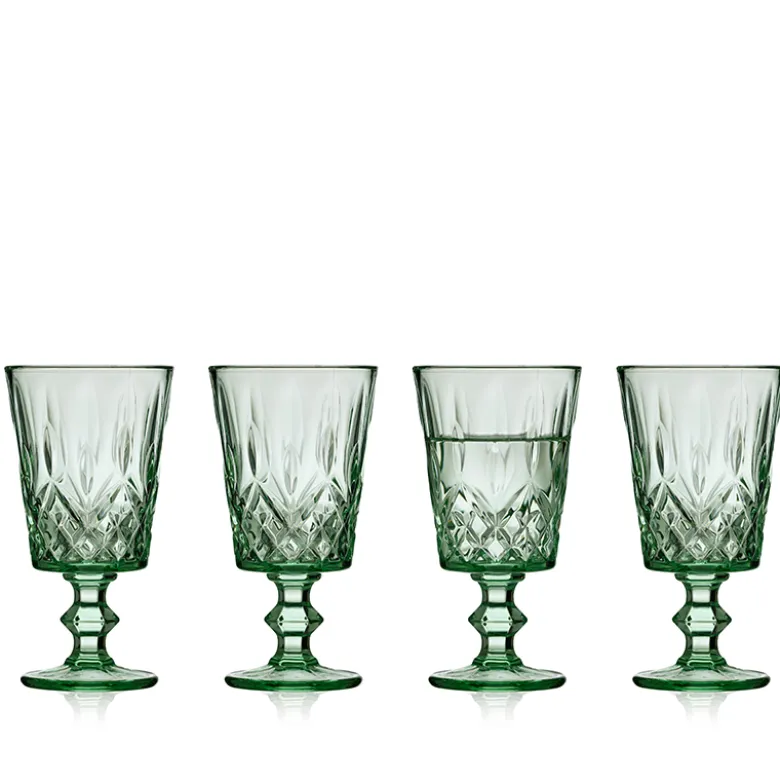 Lyngby Glas Sorrento vinglas grøn 29 cl 4 stk.