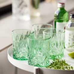 Lyngby Glas Sorrento whiskyglas grøn 32 cl 4 stk.