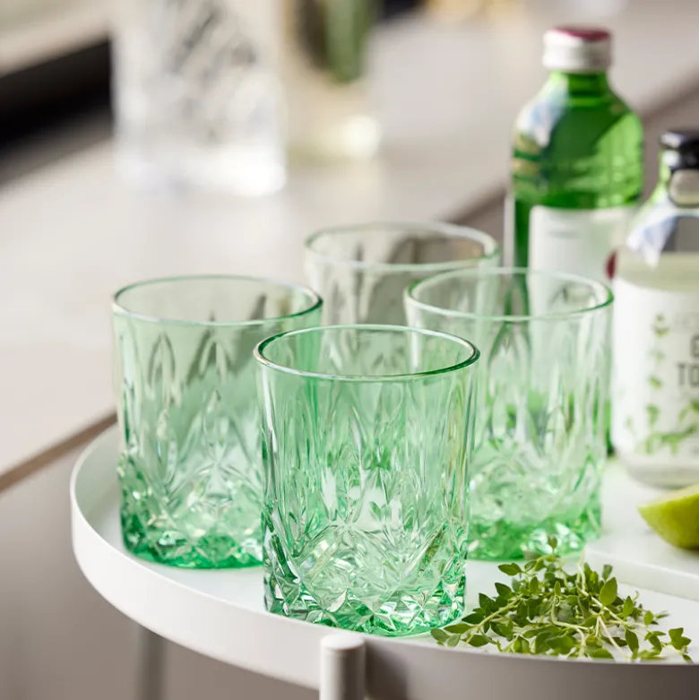 Lyngby Glas Sorrento whiskyglas grøn 32 cl 4 stk.