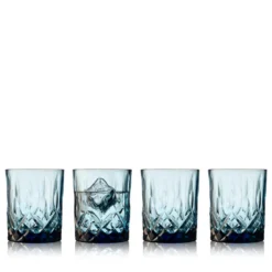 Lyngby Glas Sorrento whiskyglas blå 32 cl 4 stk.