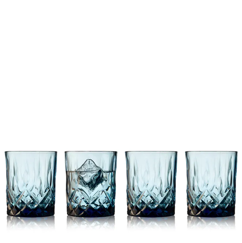 Lyngby Glas Sorrento whiskyglas blå 32 cl 4 stk.