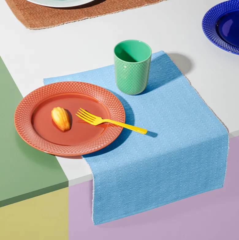 Lyngby Porcelæn Herringbone dækkeserviet turkis 43x30 cm