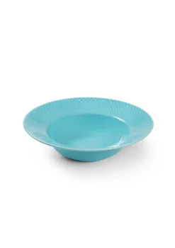Lyngby Porcelæn Rhombe Color dyb tallerken turkis 24,5 cm