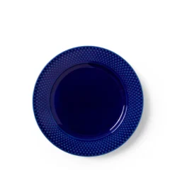Lyngby Porcelæn Rhombe Color flad tallerken mørk blå 23 cm