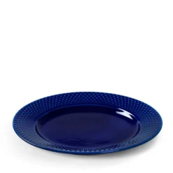 Lyngby Porcelæn Rhombe Color flad tallerken mørk blå 23 cm