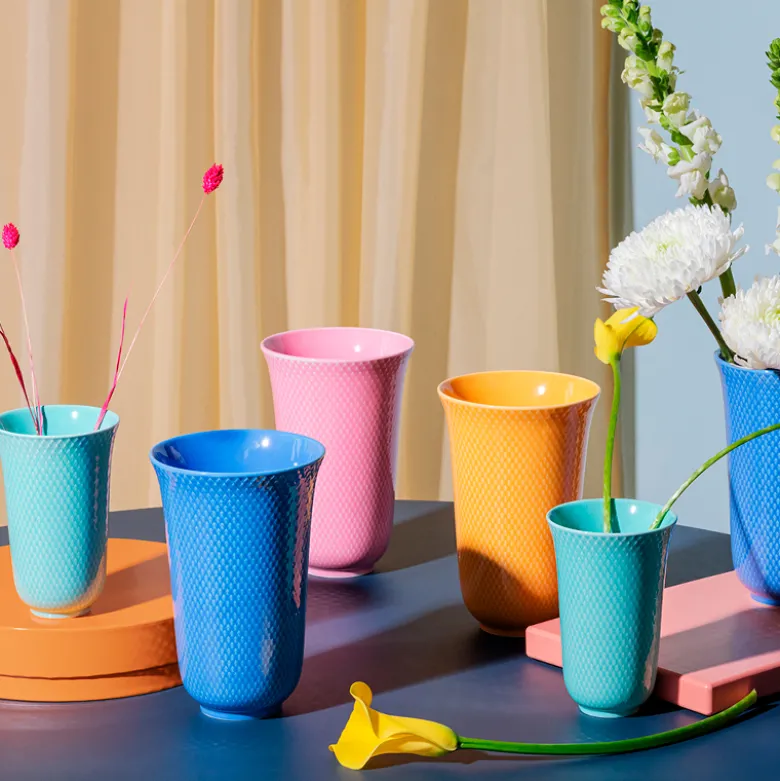 Lyngby Porcelæn Rhombe Color vase blå H 20 cm