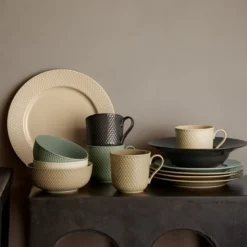 Lyngby Porcelæn Rhombe Earth frokosttallerken clay 2 stk. Ø 23 cm