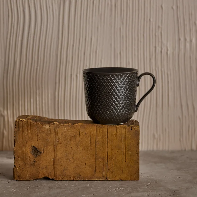 Lyngby Porcelæn Rhombe Earth krus med hank 39 cl slate