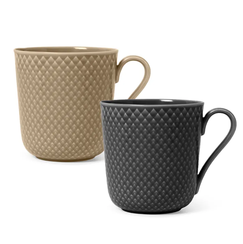 Lyngby Porcelæn Rhombe Earth krus clay/slate 2 stk. 39 cl