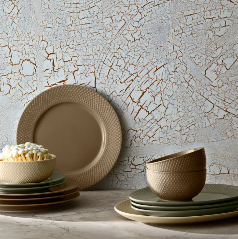 Lyngby Porcelæn Rhombe Earth middagstallerken clay Ø 27 cm