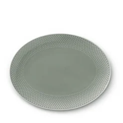 Lyngby Porcelæn Rhombe Earth ovalt serveringsfad 28,5x21,5 cm