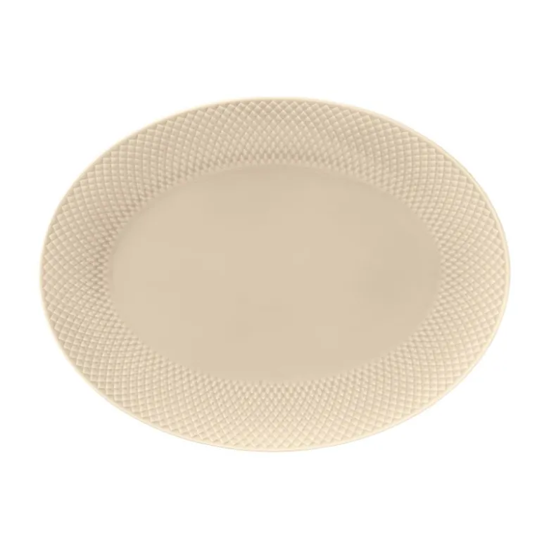 Lyngby Porcelæn Rhombe Earth ovalt serveringsfad 35x26,5 cm