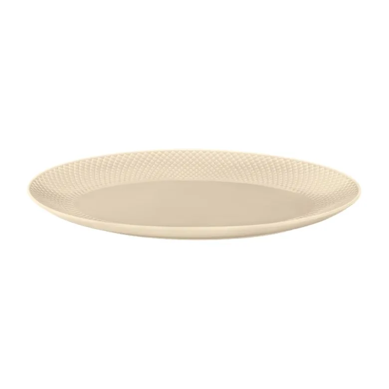 Lyngby Porcelæn Rhombe Earth ovalt serveringsfad 35x26,5 cm