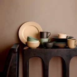 Lyngby Porcelæn Rhombe Earth skål moss Ø 13 cm