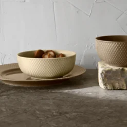 Lyngby Porcelæn Rhombe Earth skål marble Ø 15,5 cm