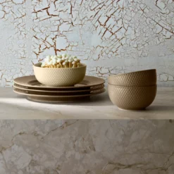 Lyngby Porcelæn Rhombe Earth skål marble Ø 15,5 cm