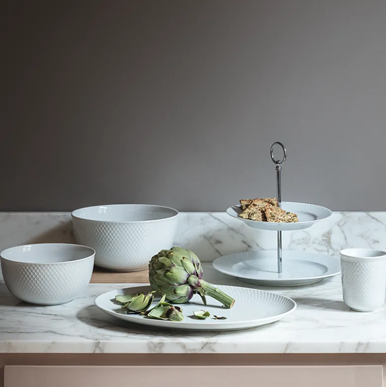 Lyngby Porcelæn Rhombe etagere hvid 27 cm