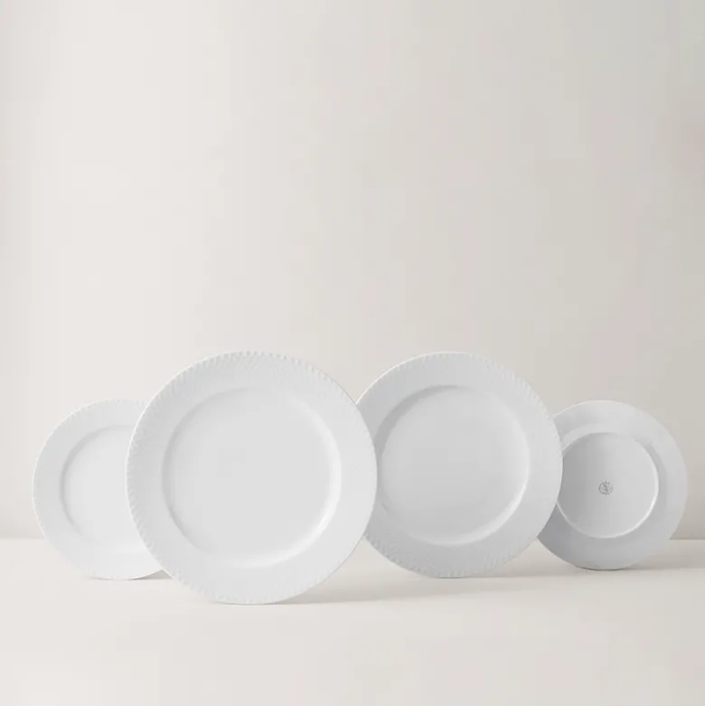 Lyngby Porcelæn Rhombe flad tallerken hvid 27 cm