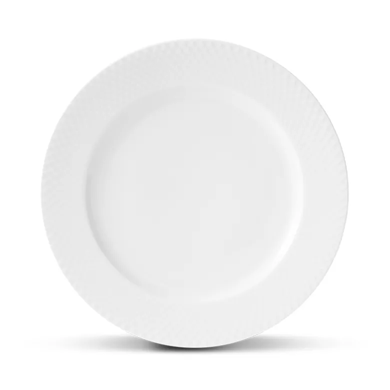 Lyngby Porcelæn Rhombe flad tallerken hvid 27 cm