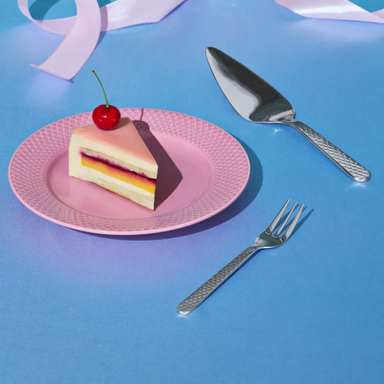 Lyngby Porcelæn Rhombe kagegaffel stål 4 stk.