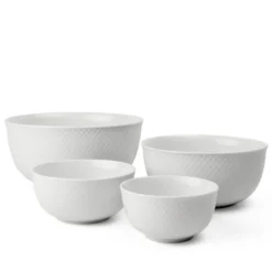 Lyngby Porcelæn Rhombe skålesæt hvid 4 stk.