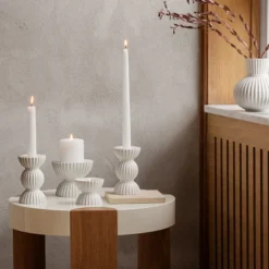 Lyngby Porcelæn Tura fyrfadsstage hvid Ø 8 cm