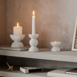 Lyngby Porcelæn Tura fyrfadsstage hvid Ø 8 cm