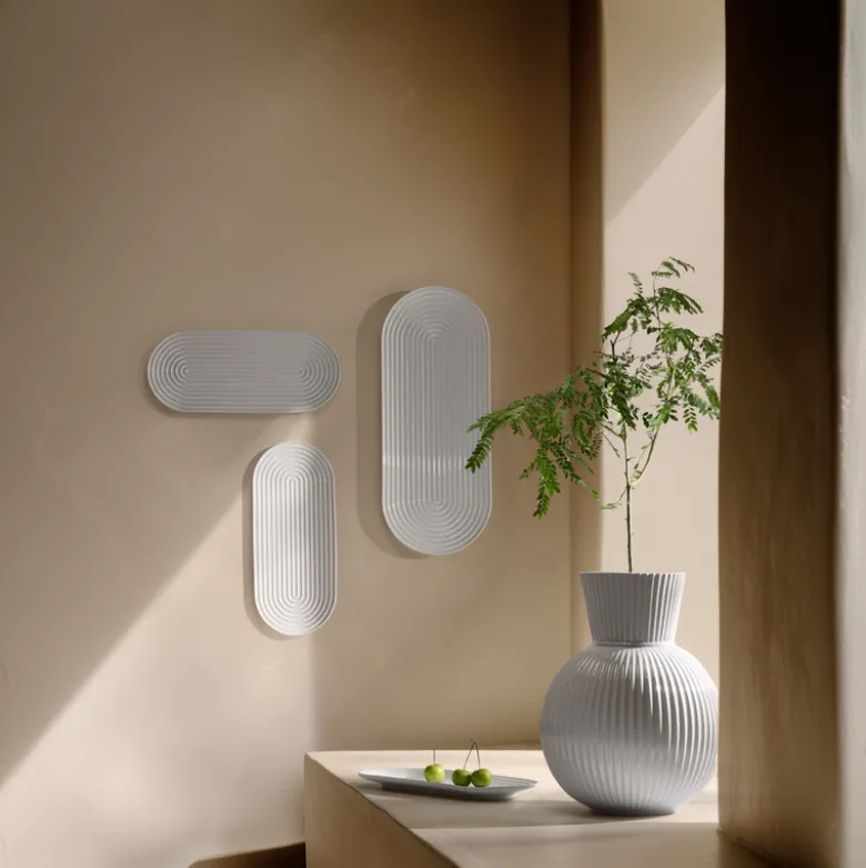 Lyngby Porcelæn Tura ovalt serveringsfad hvid 48x20 cm