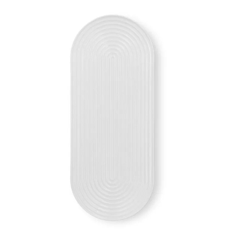 Lyngby Porcelæn Tura ovalt serveringsfad hvid 48x20 cm