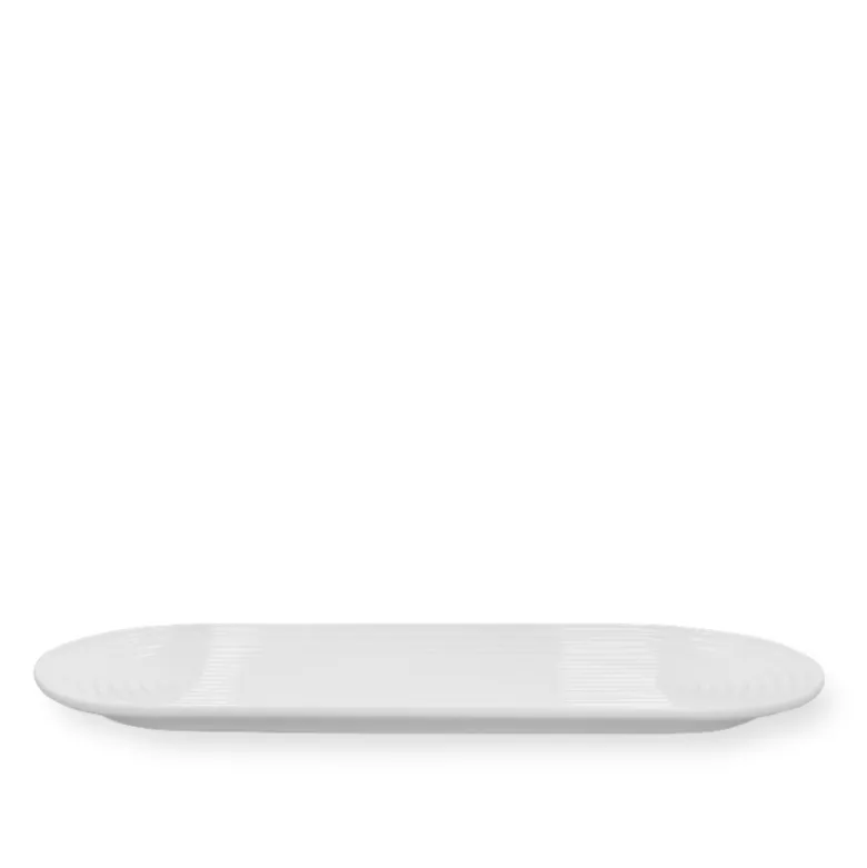 Lyngby Porcelæn Tura ovalt serveringsfad hvid 48x20 cm