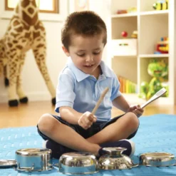 Melissa & Doug køkkenlegetøj grydesæt rustfrit stål 8 dele
