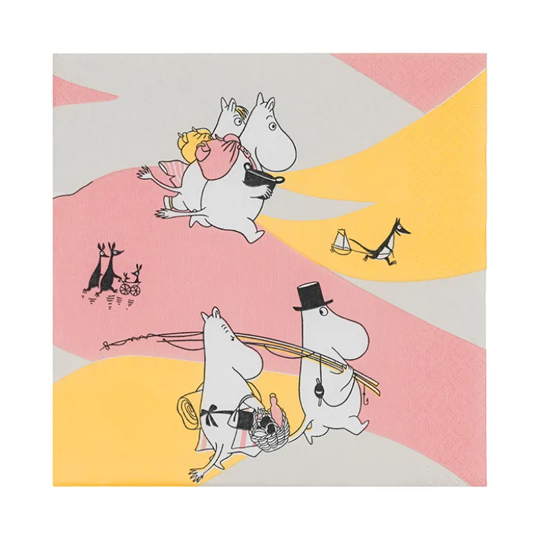 Moomin Arabia Familietid papirserviet lyserød 33x33 cm 20 stk.