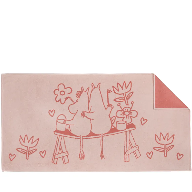 Moomin Arabia håndklæde Familietid rosa 70x140 cm