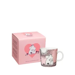 Moomin Arabia Kærlighed 30 års jubilæums krus lyserød 30 cl + gaveæske