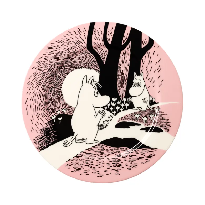 Moomin Arabia Kærlighed 30 års jubilæums serveringsfad lyserød Ø 30 cm
