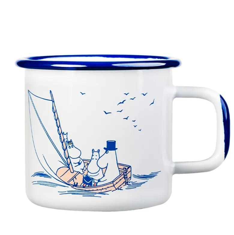 Mumi by Muurla søfolk emaljekrus hvid/mørkeblå 37 cl