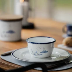 Mumi by Muurla søfolk emaljeskål hvid/blå 60 cl